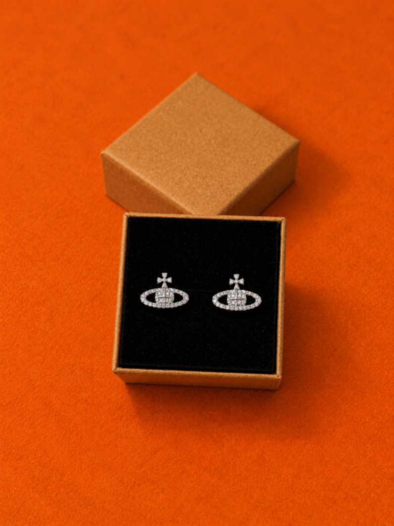 Planet iced earrings Silver