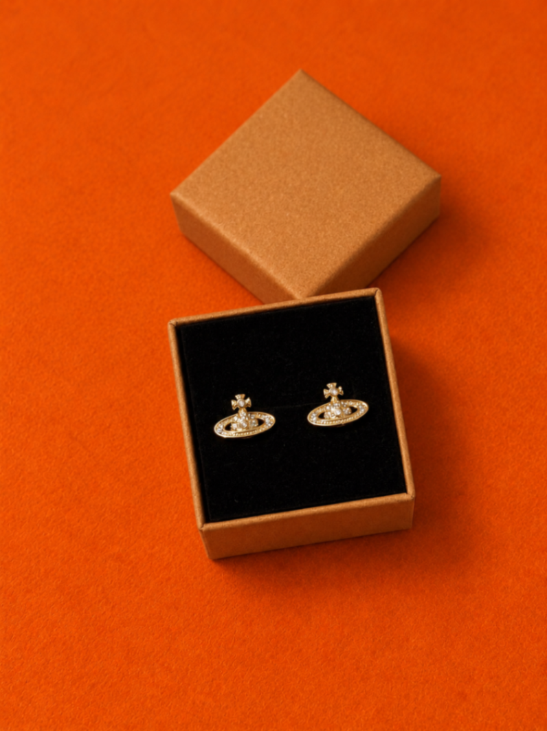 Planet iced earrings V2 Gold
