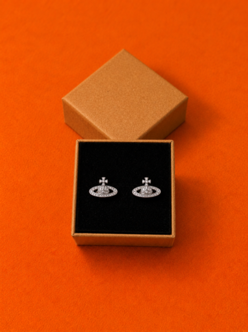 Planet iced earrings V2 Silver